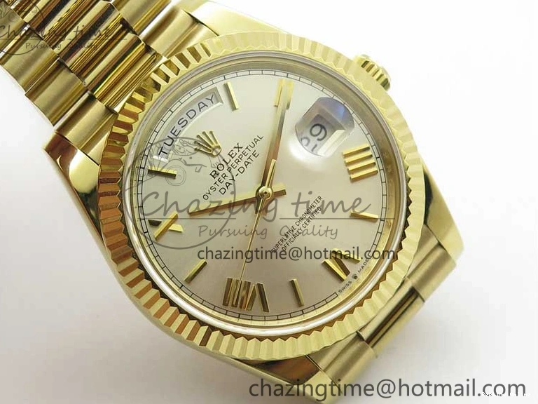 0116 Day-Date 40mm 228239 BP New Dial Version 904 YG Silver Roman Markers Dial on SS President Bracelet A Popular 2806